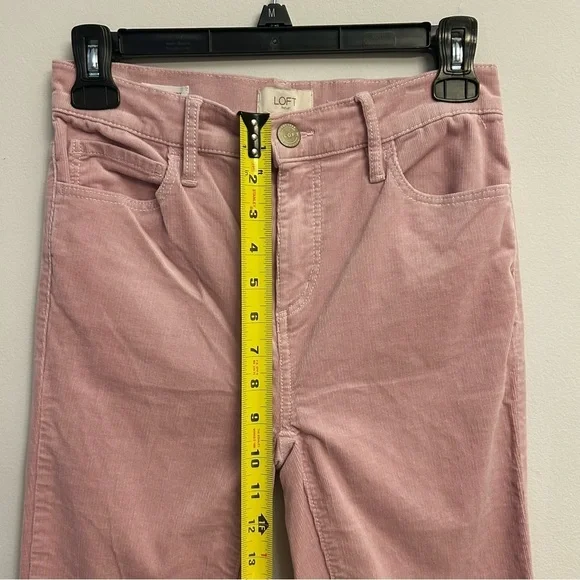LOFT Pink Corduroy Pants High Rise Skinny Size 0 - Picture 8 of 9